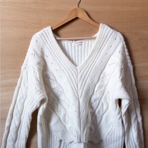 Anthropologie Cream V-Neck Sweater